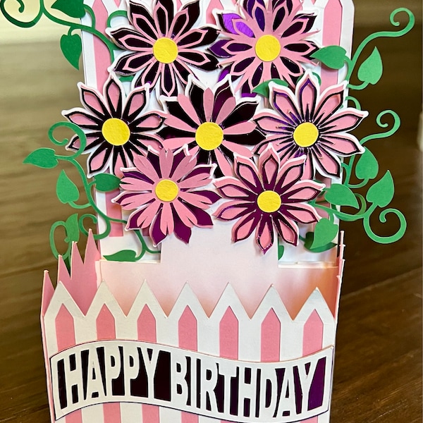 Whimsy Floral Garden Card in A Box 3D SVG - Etsy
