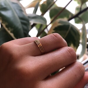 3 Delicate Stacking Rings . 9k Solid Gold and 925 Sterling Silver Bands ...