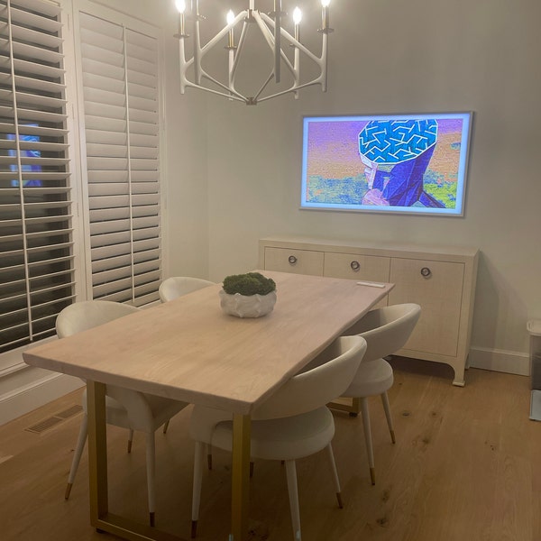 White Dining Table, Solid Wood Dining Table, Kitchen Table, Wooden