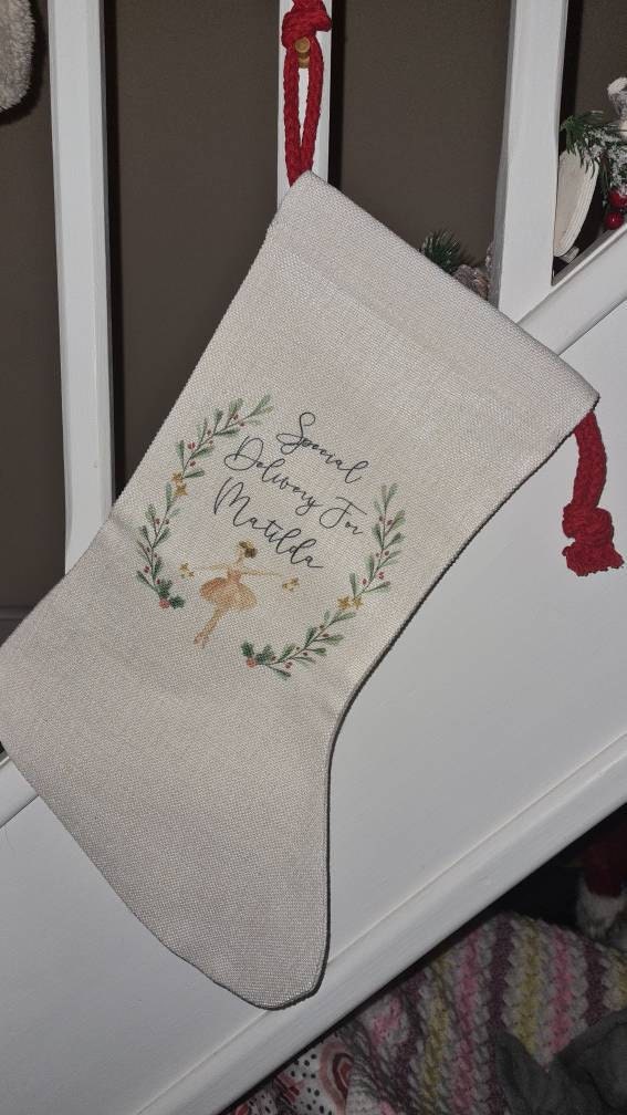 personalised santa sack, Christmas sack, Christmas nutcracker, sugar plum fairy, girl, boy, Christmas Eve box, first Christmas gift