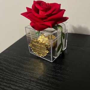 Personalized Rose Wedding favor, Princess Belle Party, Beauty and the beast, Engagement, Bridal shower, Quinceanera, Mis Quince, Guest Gifts