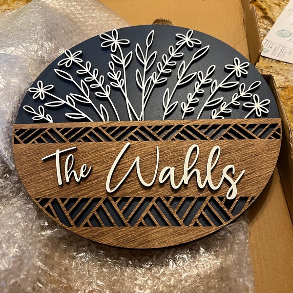 Wooden Door Sign, Family Name Sign, Engagement Gift, Housewarming Gift ...