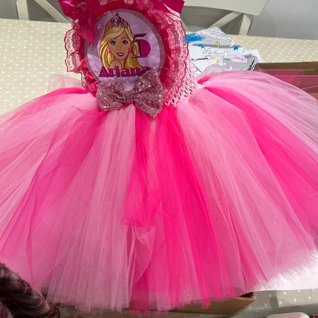 barbie tutu dress for birthday Birthday Outfit Barbie Tutu Dress Barbie Inspired Birthday Outfit: Custom Sequin Top Pink Tutu