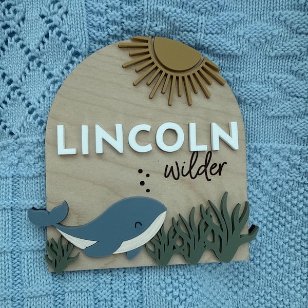 Ocean Theme Birth Announcement | Beach Theme Name Sign | Nursery Sign ...