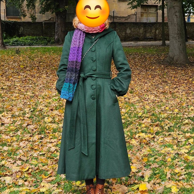 cizatto シザットDolman Sleeve Wool Long Coat Vintage Inspired Long Wool Coat in Black, Winter Fall Wool