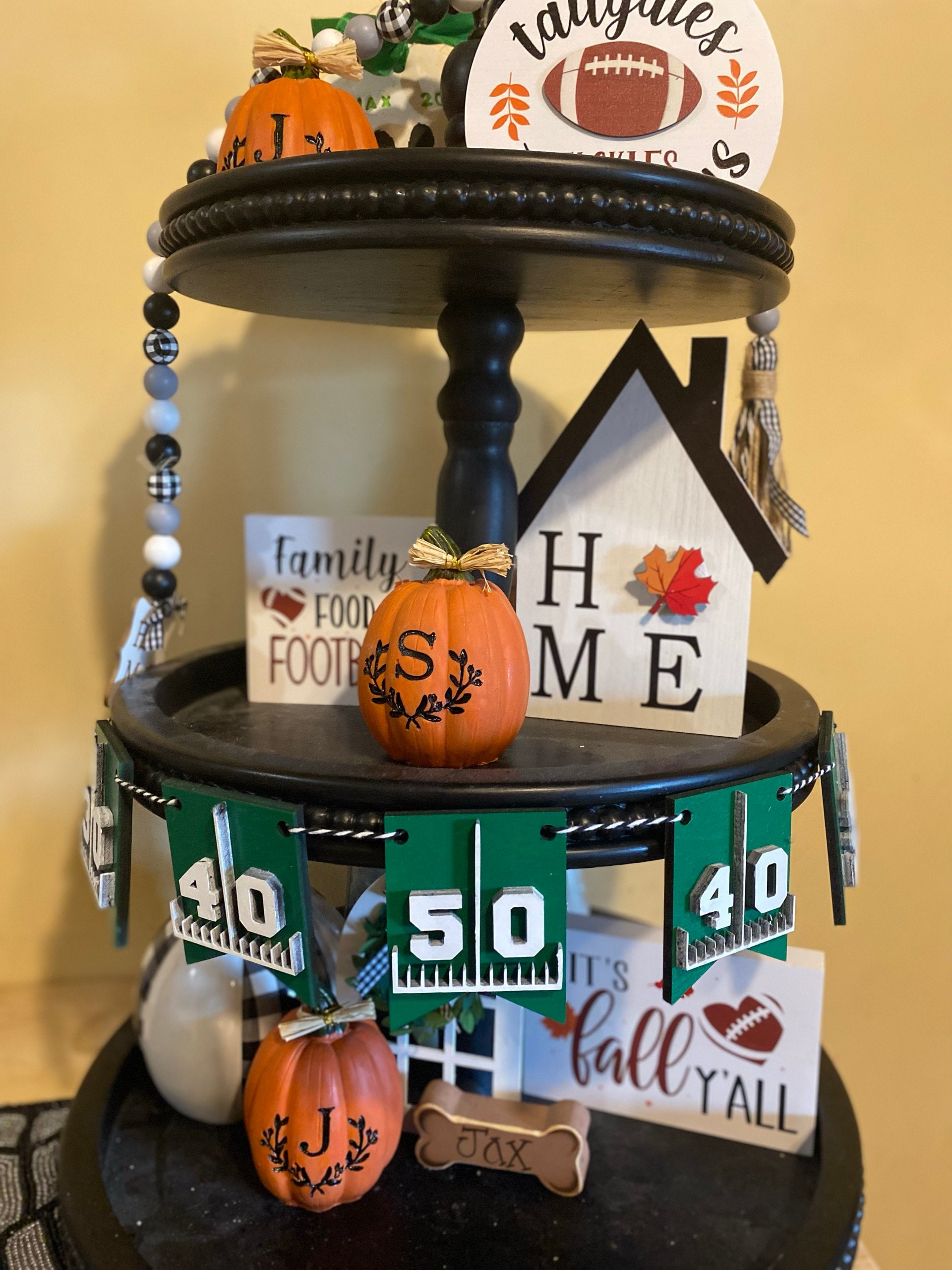 football tiered  tray decor/football decor/football signs/tiered tray signs/football tiered tray/Football decor/Football tray decor