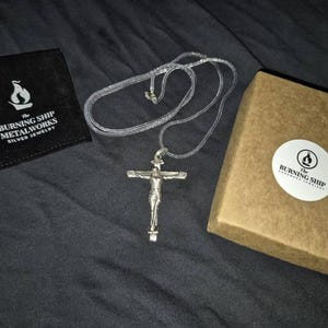 Handmade Crucifix 925K Sterling Silver Necklace, Crucifixion of