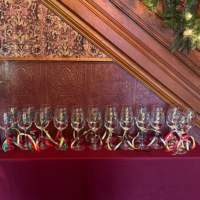 Santa's Reindeer Wine Glasses ~ Set of 8 at Premier Home & Gifts