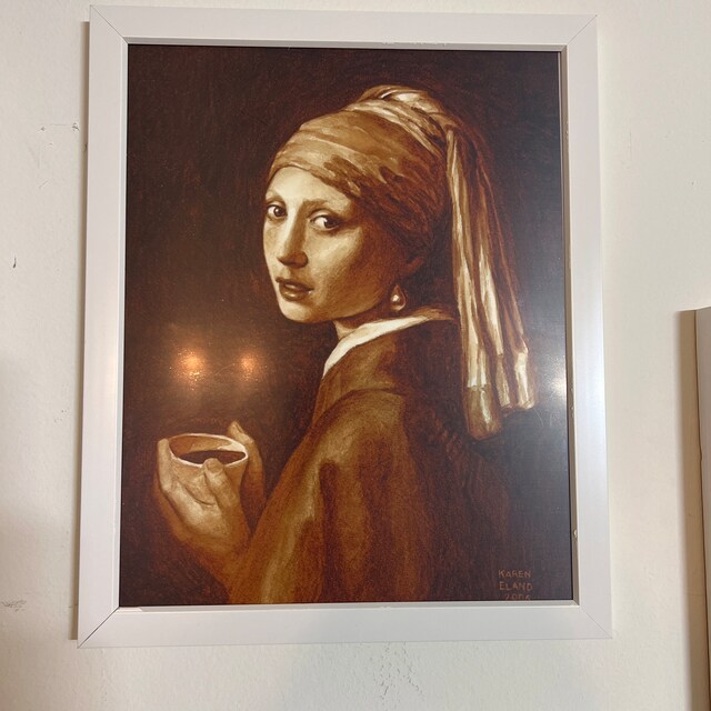 Coffee Art, Mona Latte, Painted Using Only Coffee, Drinking