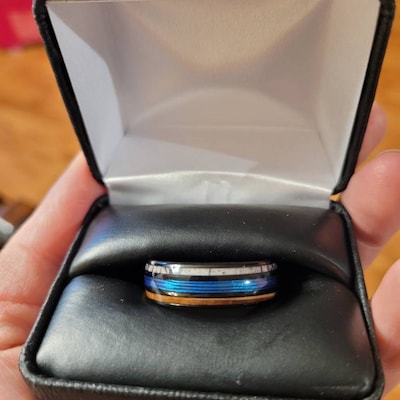 Thin Blue Line Ring Police Tungsten Men's Women's Wedding Size 5-15 6mm ...