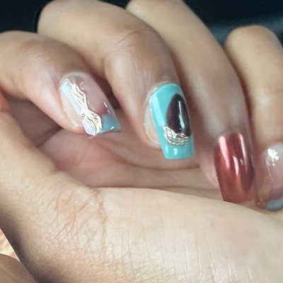 Y2K Ombre Blue Star Nails /japanese Nails /custom Press on - Etsy