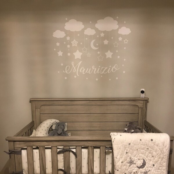 Personalized Name Wall Decal - Boy Clouds Nursery Decals - Vinyl ...