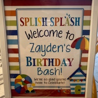 Beach Bash or Pool Bash Birthday Party Printable Welcome Sign Splish ...