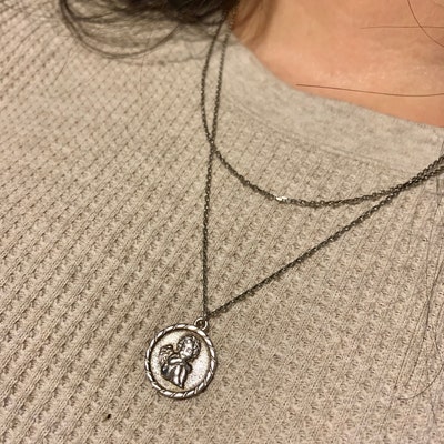 Guardian Angel Coin Necklace 925 Sterling Silver Necklace - Etsy