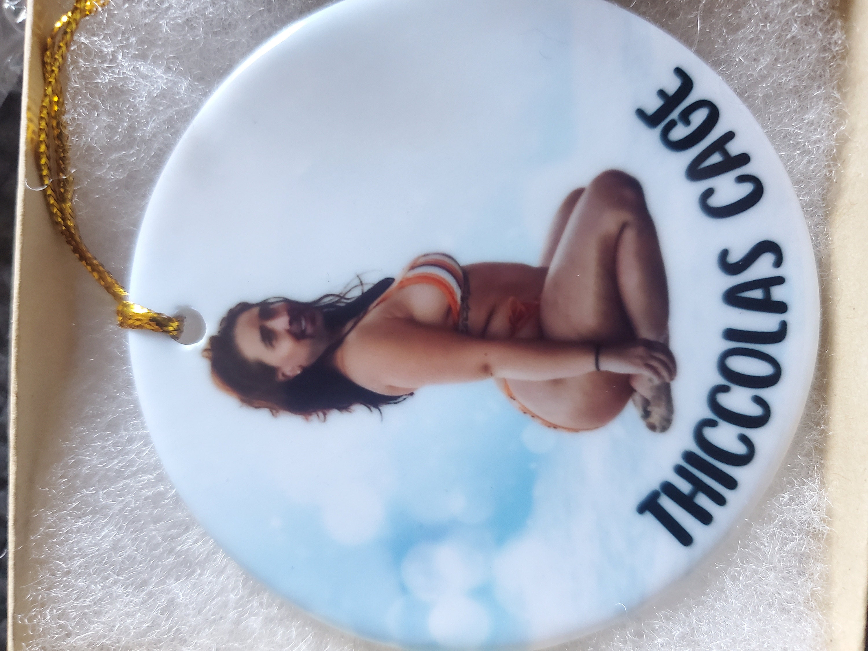 Thiccolas Cage Ceramic Christmas Ornament | Nicolas Cage | Secret Santa | Gag Gift | Funny Ornament | Ugly Ornament | White Elephant