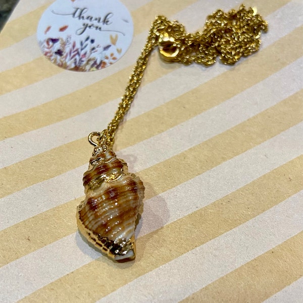 Natural Seashell Pendant Necklace, Adjustable Boho Jewelry - Etsy