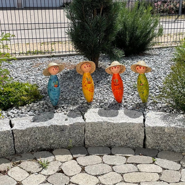Keramik Gartenstecker Gärtner Deko für den Garten Keramikschmuck