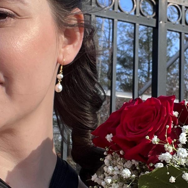 White Freshwater Pearl Drop Earrings