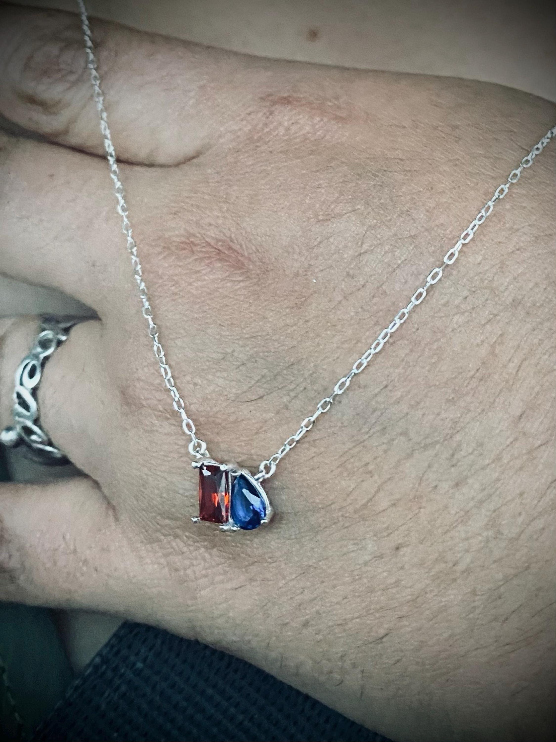 Toi et Moi Gemstone Necklace by Caitlyn Minimalist • Emerald & Pear Cut Birthstone Necklace • Personalized Jewelry • Gifts for Mom • NM140