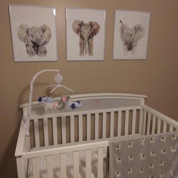 Elephant Nursery Decor, Baby Elephant Wall Art, Print Set of 3 ...