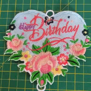 FSL Floral Birthday Heart: Machine Embroidery Lace Design (digital