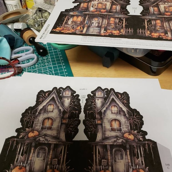 Haunted House, Folding, Insert, Kit, Junk Journal, 3D, Craft, Halloween ...