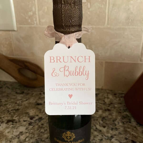 Brunch and Bubbly Bridal Shower Favor Tags: Personalized Champagne Tags ...