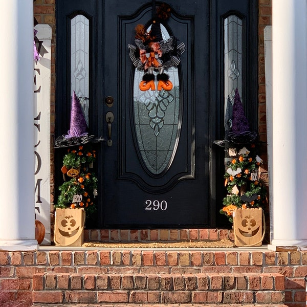 Witch Hat Wreath, Witch Hat Door Hanger, Halloween Wall Decor ...