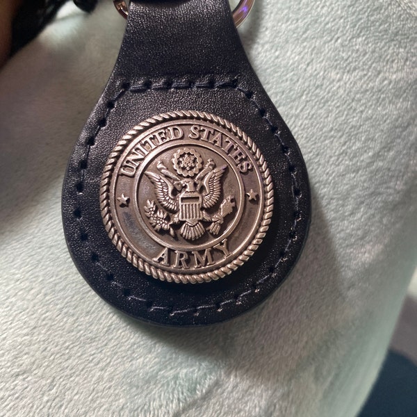 Air Force Keychain, USAF Black Leather Key Fob, Key Ring, Military Gift ...