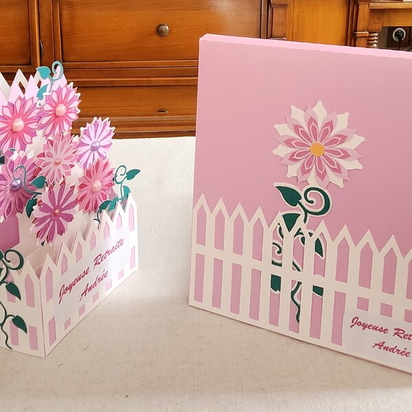 Whimsy Floral Garden Card in A Box 3D SVG - Etsy