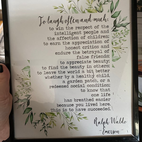 Ralph Waldo Emerson Success Quote Print “to Laugh Often and Much…” - Etsy