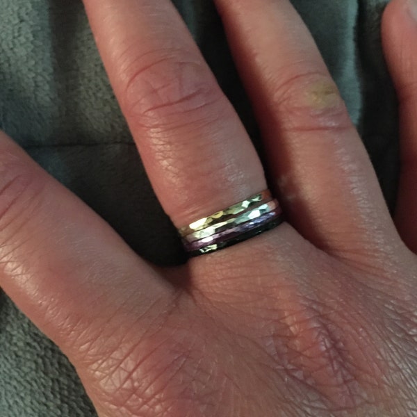 Super Thin Violet Silver Stackable Ring(s),purple Ring,purple Stacking ...