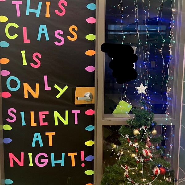 Silent at Night Holiday Door Decor: Winter Classroom Bulletin Board ...