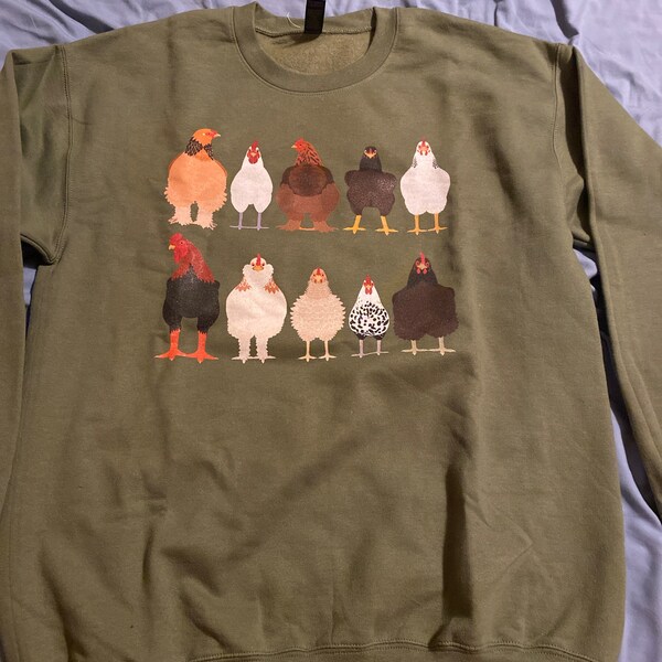 Women's Funny Chicken Mom T-Shirt - Cute Farm Graphic Tee With 5 Chickens In A Row, Short Sleeve