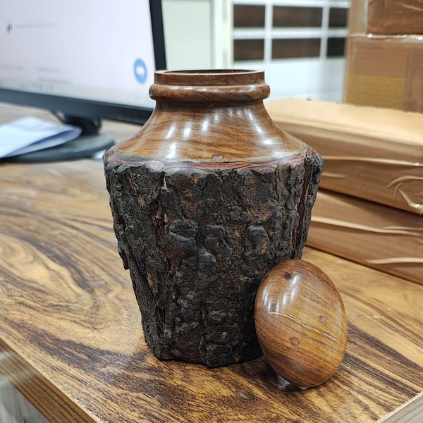 Wooden Urn Box Rosewood With Resin Ocean Wave Design Urns for Human ...