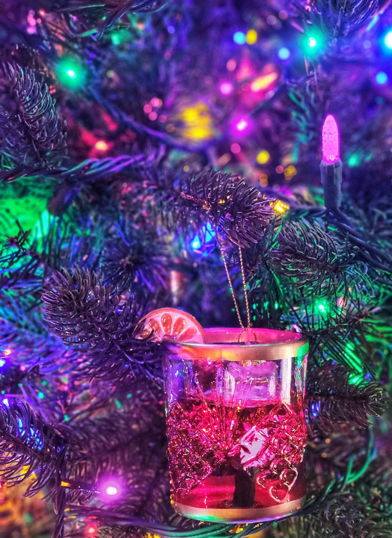 Old Fashioned - Whiskey Cocktail Christmas Ornament - Holiday Gift - Whiskey Lover Gift - Handblown Glass Decoration