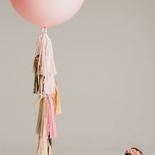Jumbo Balloon & Tassel Tail - Pink Grapefruit (Pink & Orange)