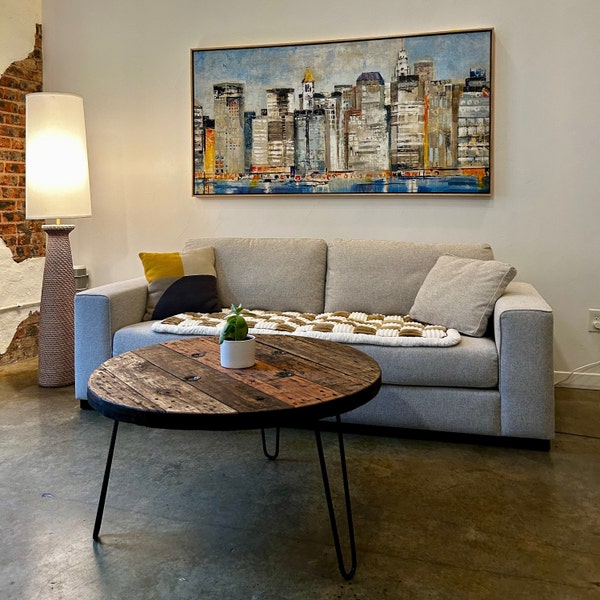 Upcycled Round Spool Coffee Table- Reclaimed Wood & Metal - Etsy