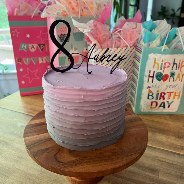 Monogram Cake Topper, Letter Wooden Cake Topper, Script Letter, Cake ...