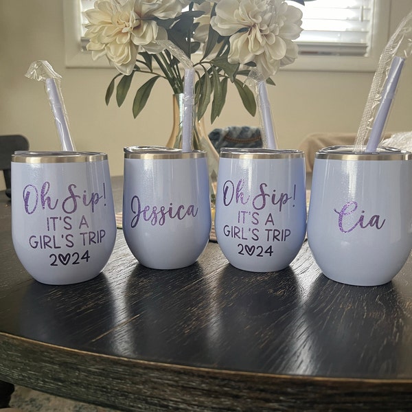 Oh Sip! It's a Girl's Trip Personalized Wine Tumbler - Custom - Girls ...