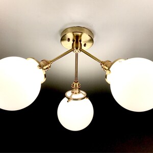 Semi Flush Globe Light Ceiling Hanging Lamp Dining Room Lighting Brass ...