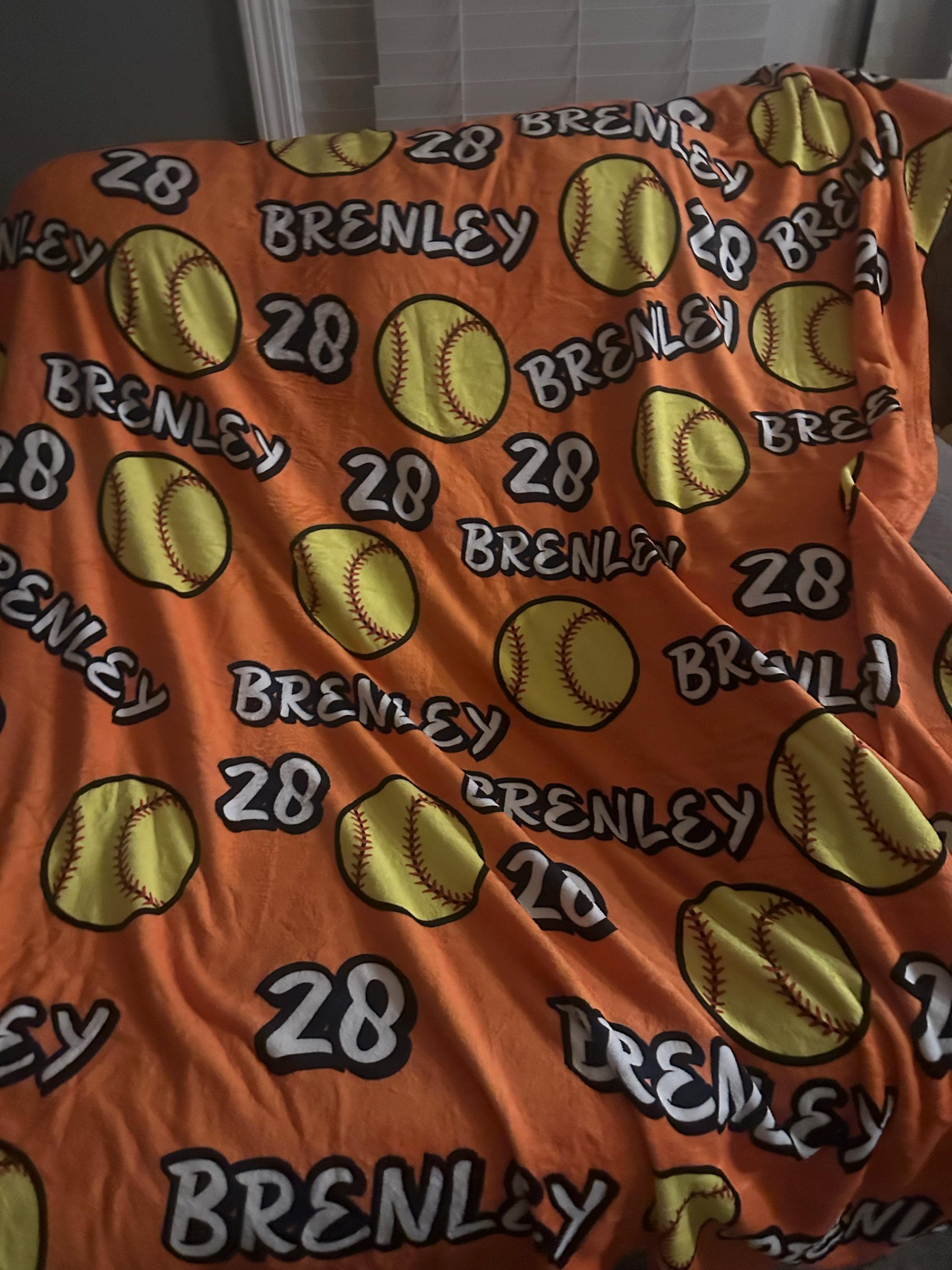 Personalized Softball Blanket with your name, Sports gift, softball gift, gift for softball player, team gift, softball team gift