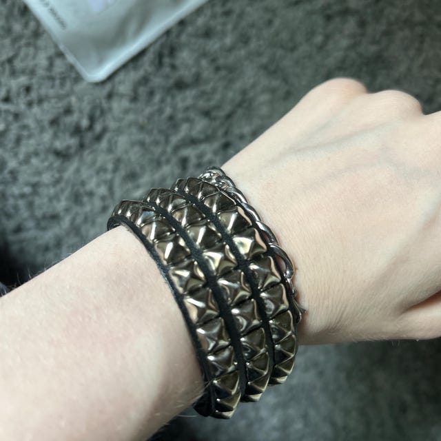 Premium Studded Leather Bracelet Wristband Cuff With 1/4