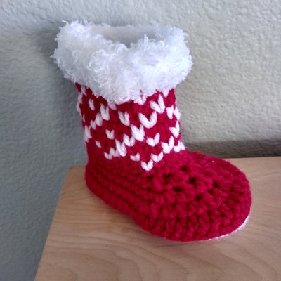 Christmas Baby Booties Crochet Pattern/ Winter Booties Crochet Pattern ...