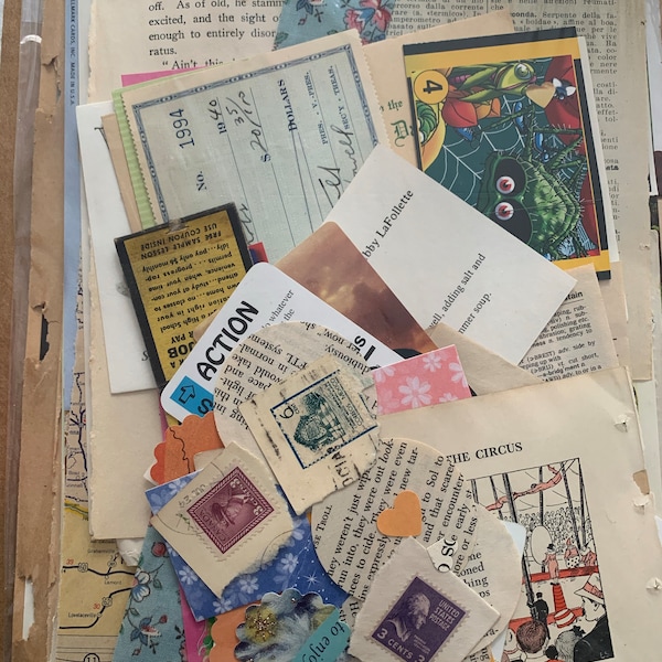 50 Pieces of Vintage Paper Ephemera Pack, Postcards, Envelopes Stamps ...