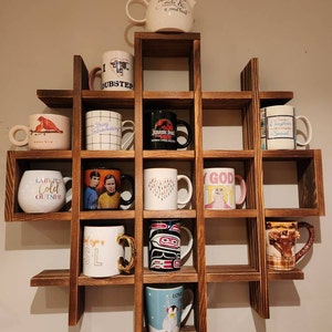 Special Shape Wooden Shelf, Coffee Tea Mug Storage, Wall Mounted