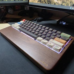 ブラックウォルナット木製メカニカルキーボードケース（リストレスト