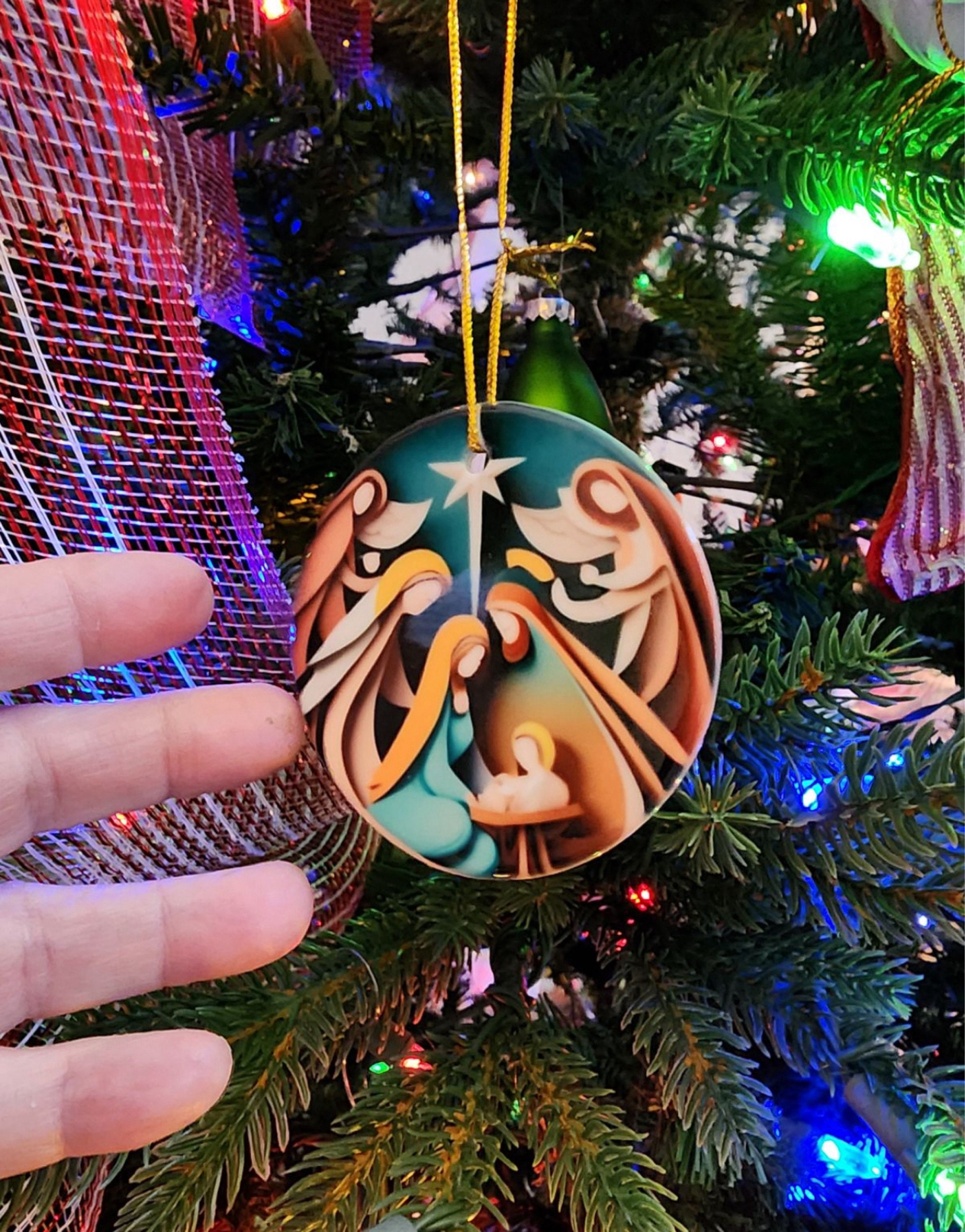 Nativity Christmas Ornament, Christmas Holiday Decorating, Jesus Ornament, Unique Christmas Decoration, Colorful Christmas Ornament