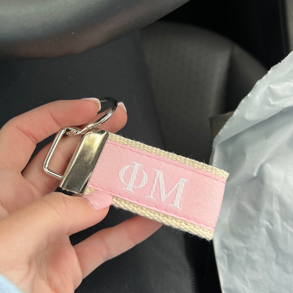 Web Key Chain Phi Mu Sorority Keychain Key Fob | Woven Greek Letter Web Accessory ...
