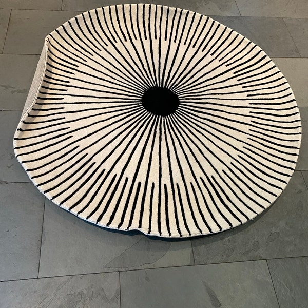 Round Rug, Abstract Round Carpet, White Round Rug Tufted Wool Circle ...